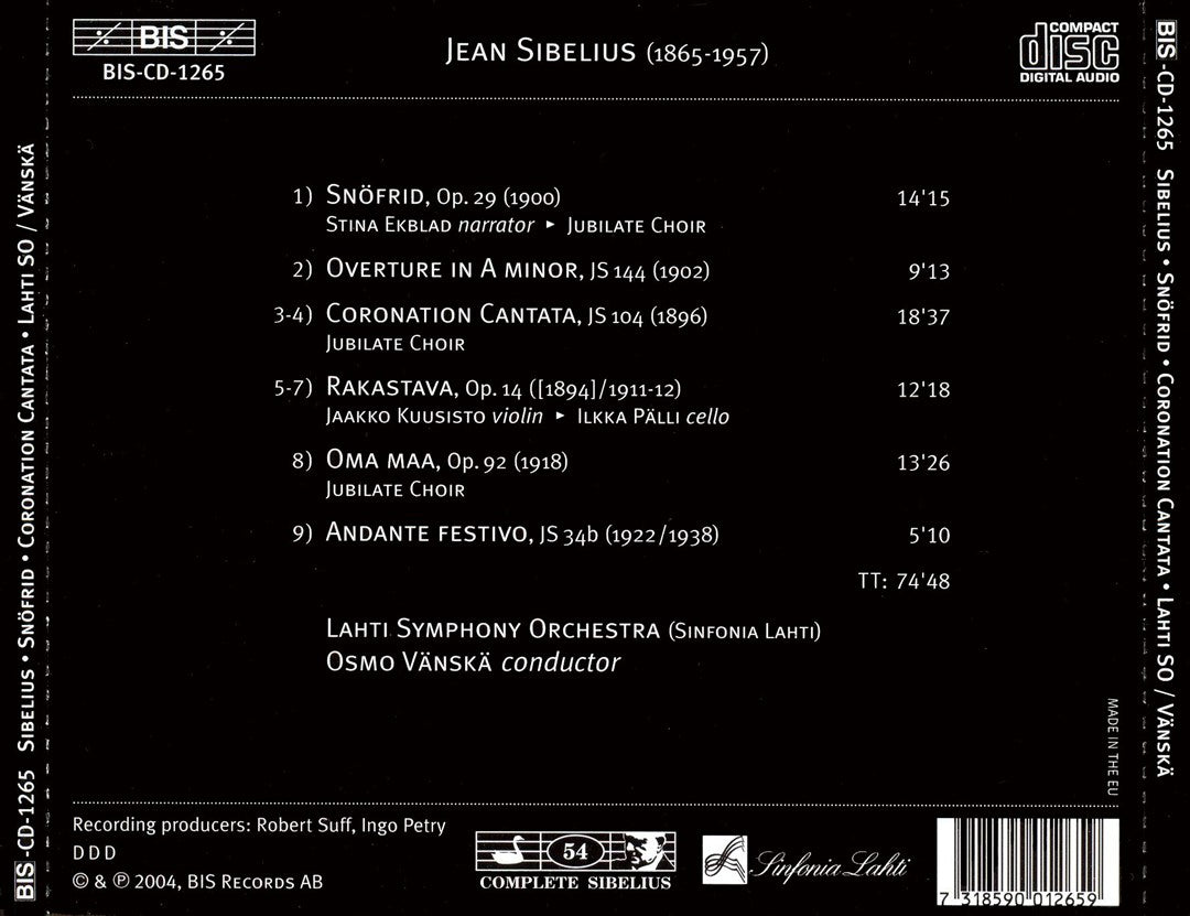 Sibelius: Snöfrid (Cantatas and Orchestral Works) cover art