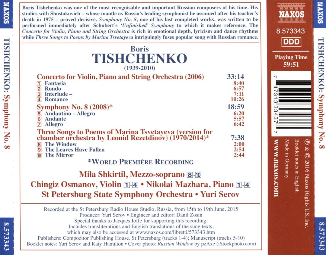 Boris Tishchenko: Symphony No. 8 cover art