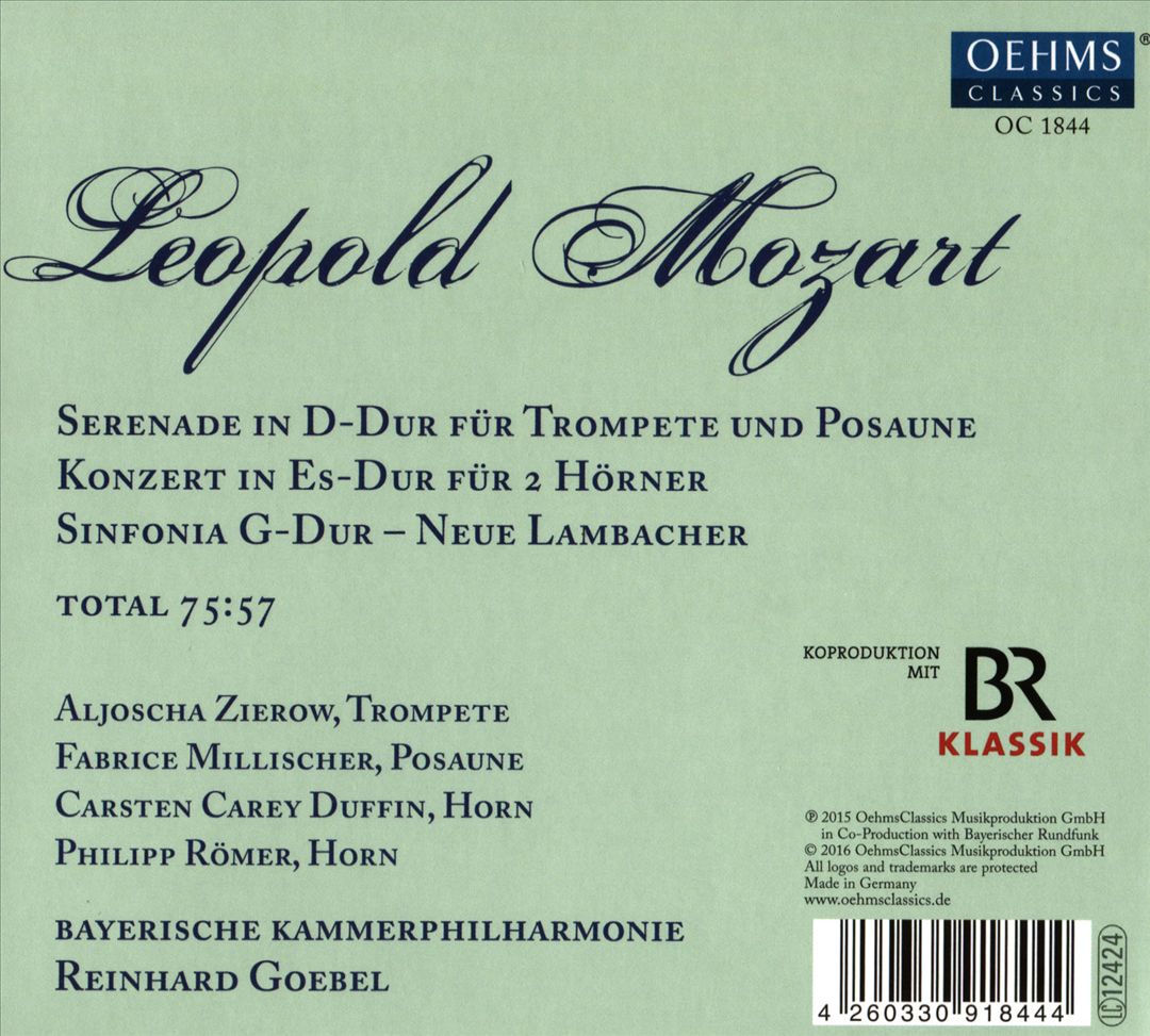 Leopold Mozart: Serenade in D-Dur für Trompete und Posaune; Konzert in Es-Dur für zwei Hörner; Neue Lambacher cover art