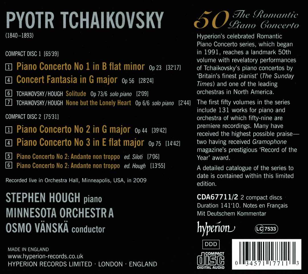 Tchaikovsky: Piano Concertos; Concert Fantasia cover art