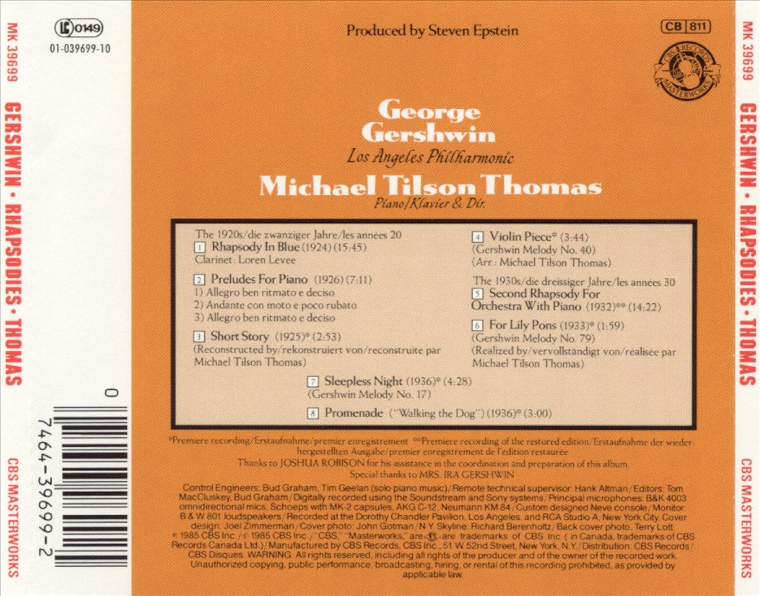 Michael Tilson Thomas Performs and Conducts Gershwin cover art
