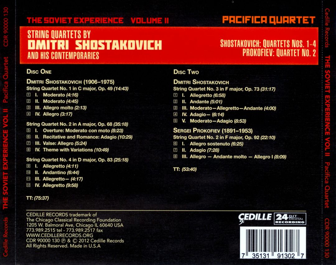 Soviet Experience, Vol. 2: String Quartets by Dmitri Shostakovich and his Contemporaries cover art