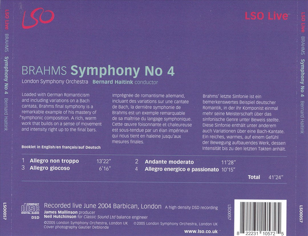 Brahms: Symphony No. 4 cover art