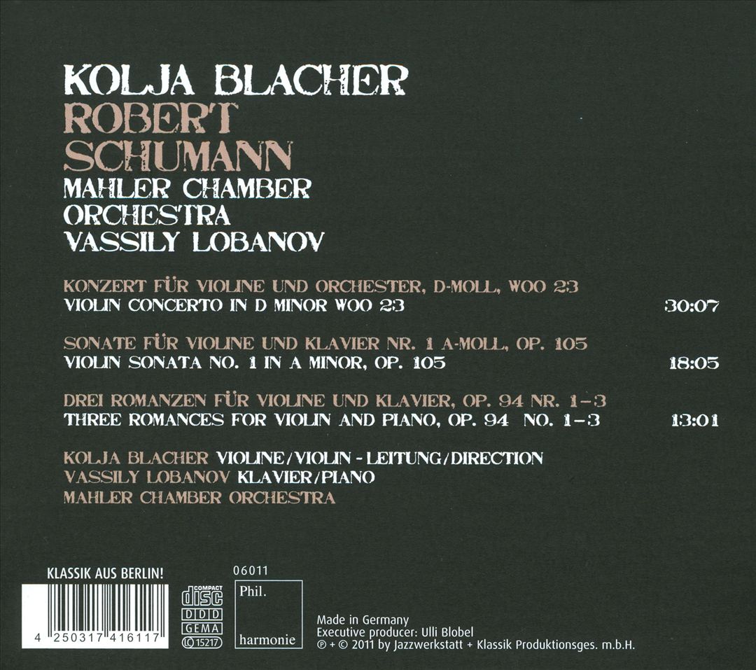 Kolja Blacher plays Robert Schumann cover art