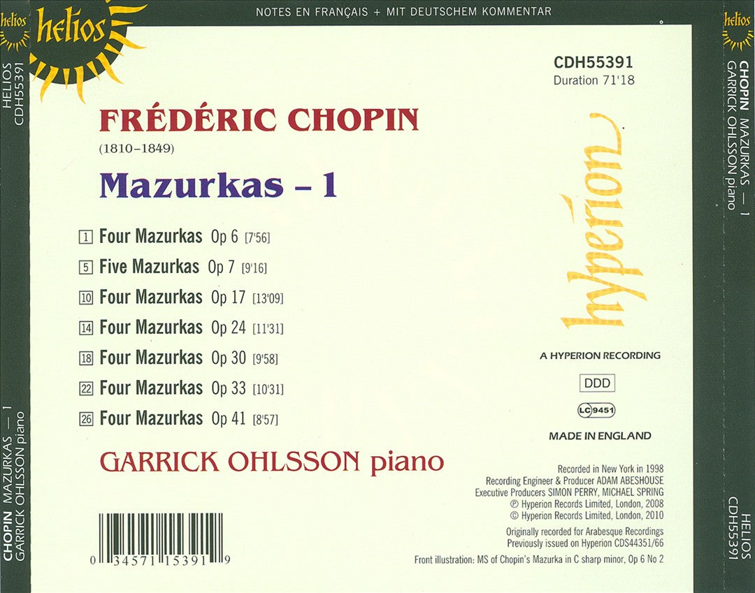 Chopin: The Complete Mazurkas, Vol. 1 cover art