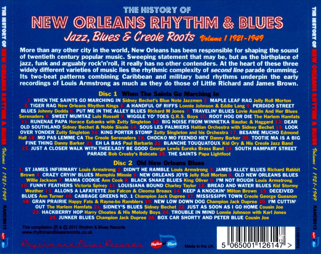 History of New Orleans Rhythm & Blues: Jazz, Blues & Creole Roots, Vol. 1: 1921-1949 cover art