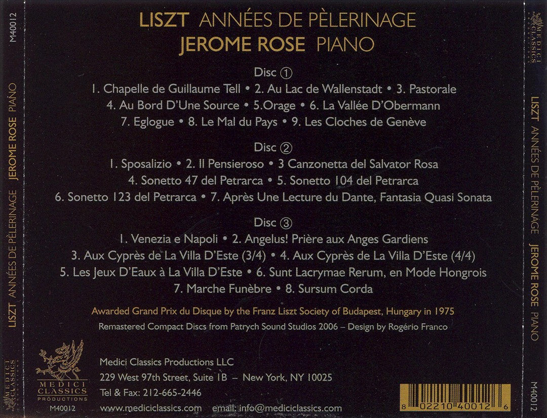 Liszt: Années de Pèlerinage cover art