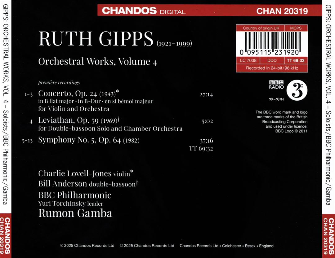 Ruth Gipps: Violin Concerto; Symphony No. 5; Leviathan cover art