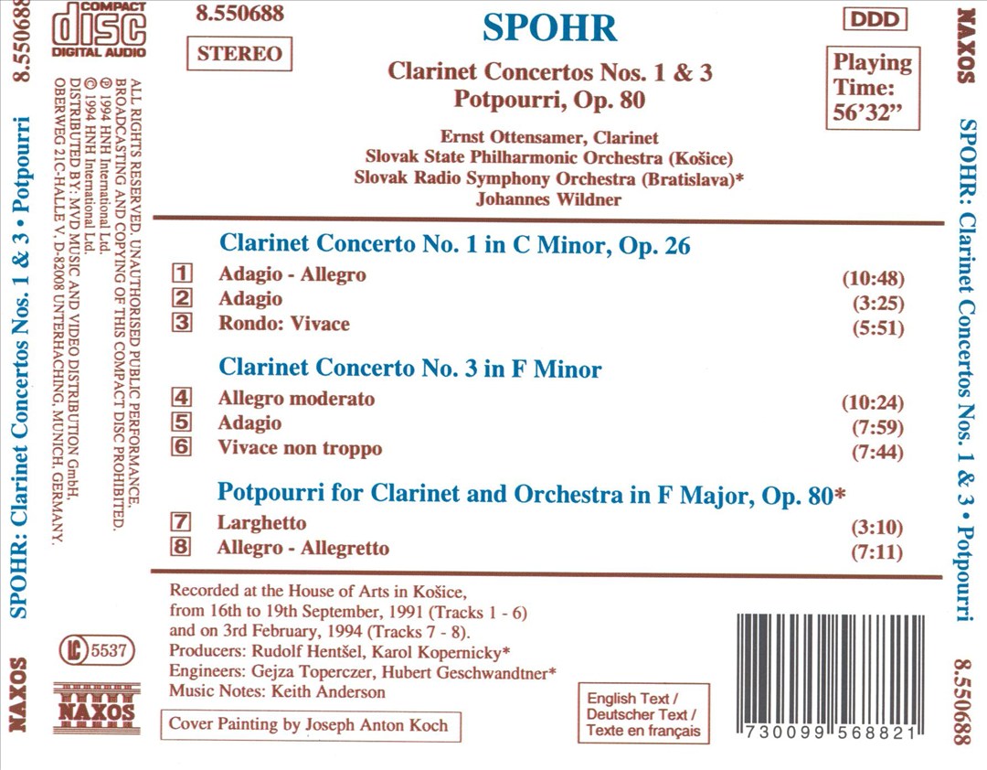 Spohr: Clarinet Concertos Nos. 1 & 3 cover art