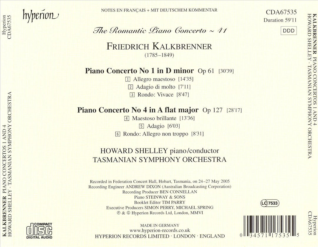 Romantic Piano Concerto, Vol. 41: Friedrich Kalkbrenner: Piano Concertos Nos. 1 & 4 cover art