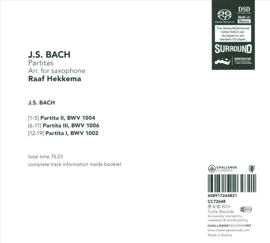 Bach: Partitas arr. for Saxophone cover art