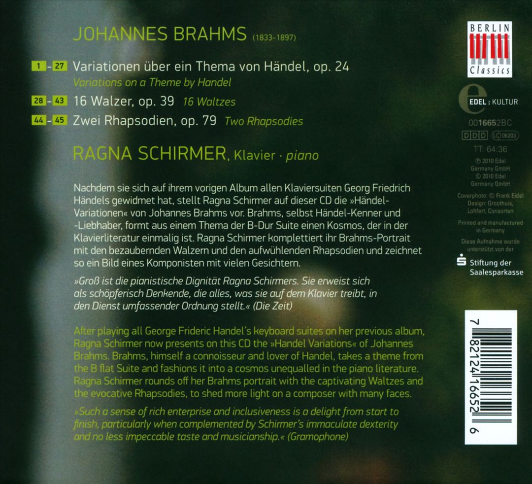 Brahms: Händel-Variationen; Walzer; Rhapsodien cover art