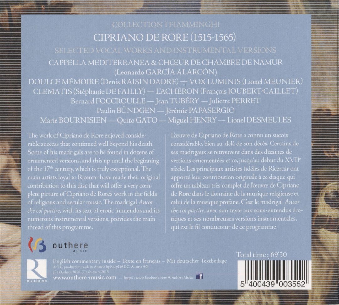 Cipriano De Rore: Ancor Che Col Parire cover art