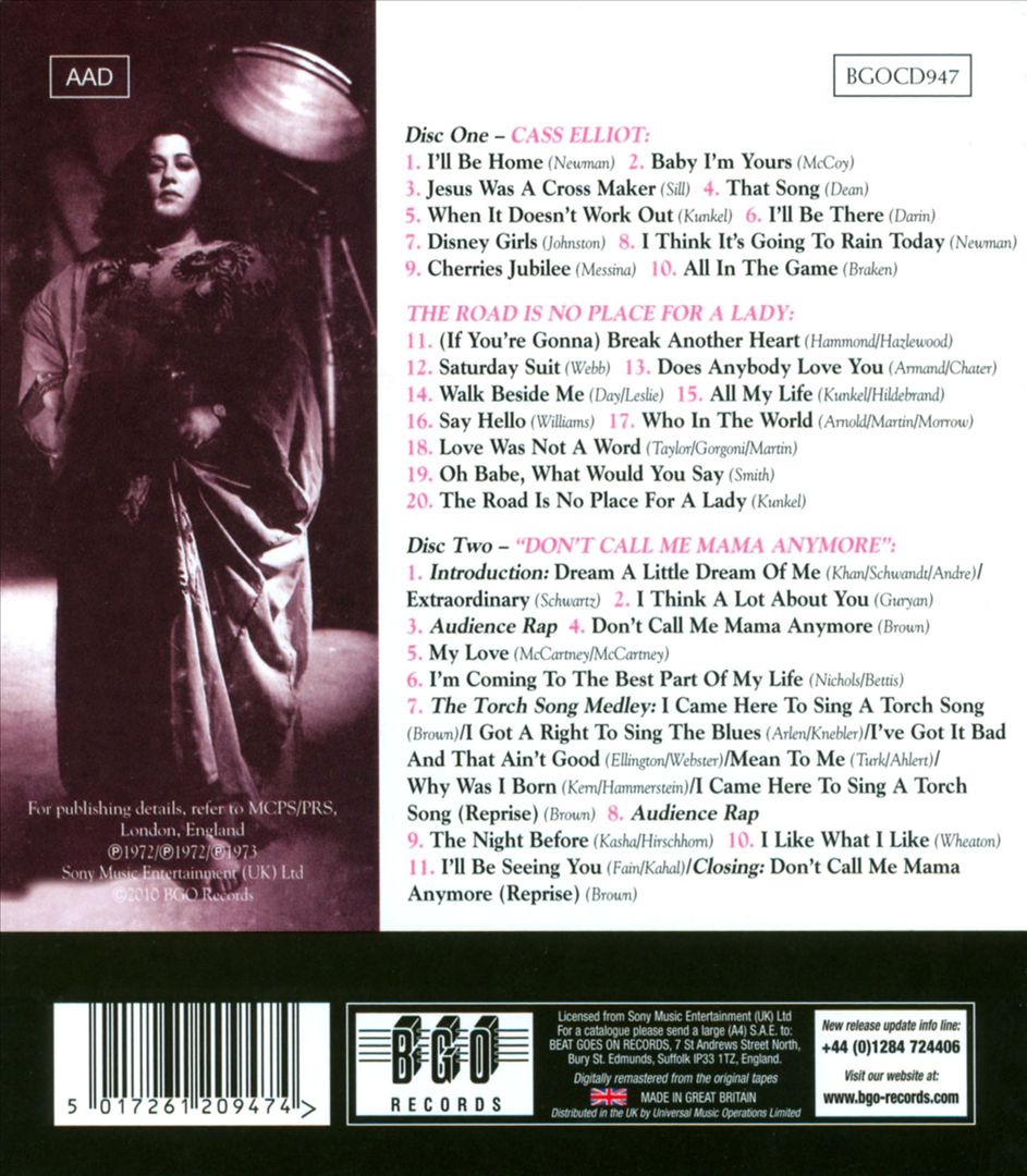 Cass Elliot/The Road Is No Place for a Lady/Don't Call Me Mama Anymore cover art