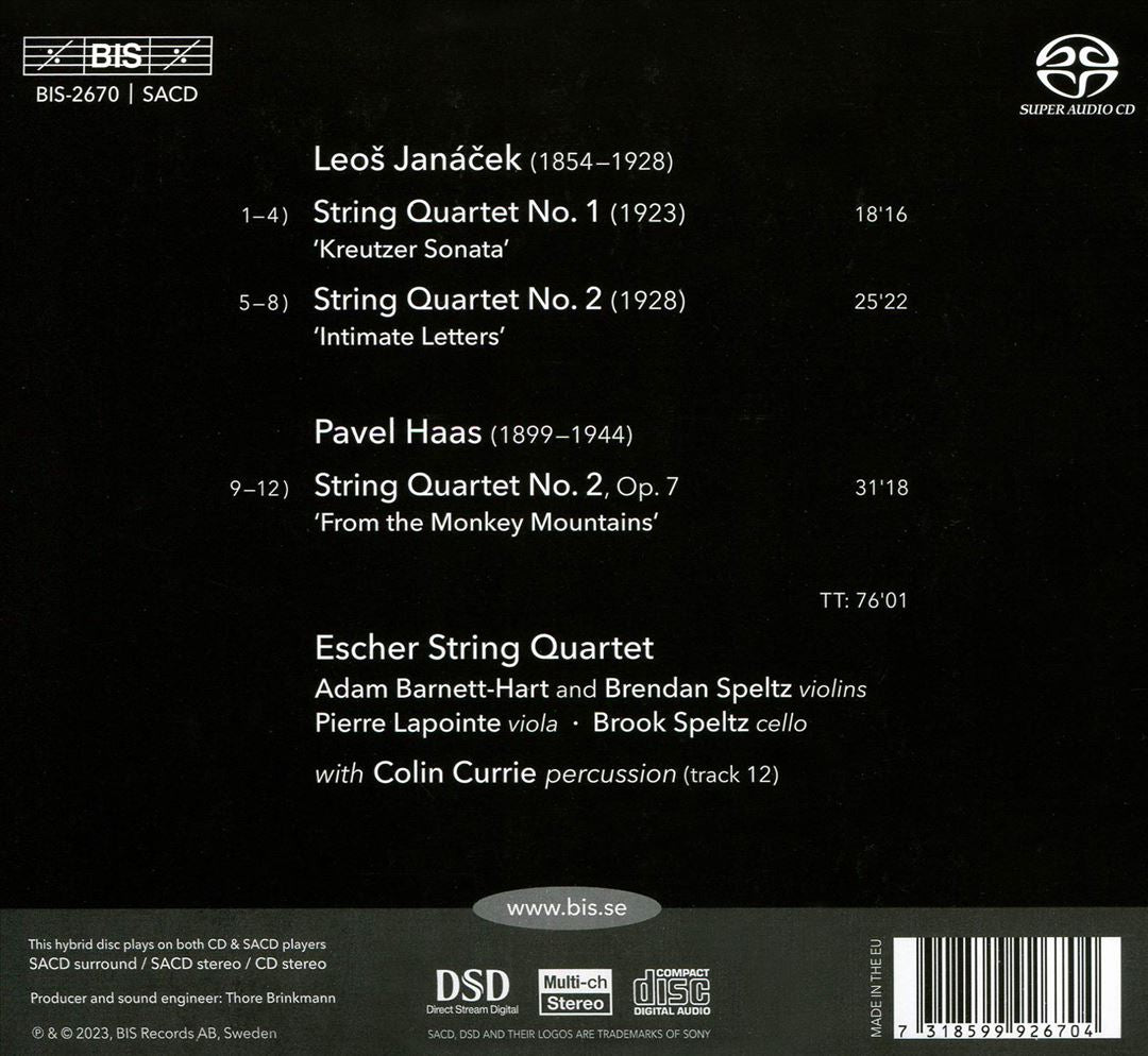 Leos Janácek: Kreutzer Sonata; Intimate Letters; Pavel Haas: From the Monkey Mountains cover art