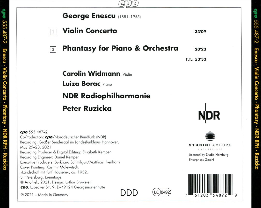 George Enescu: Violin Concerto; Phantasy for Piano & Orchestra cover art