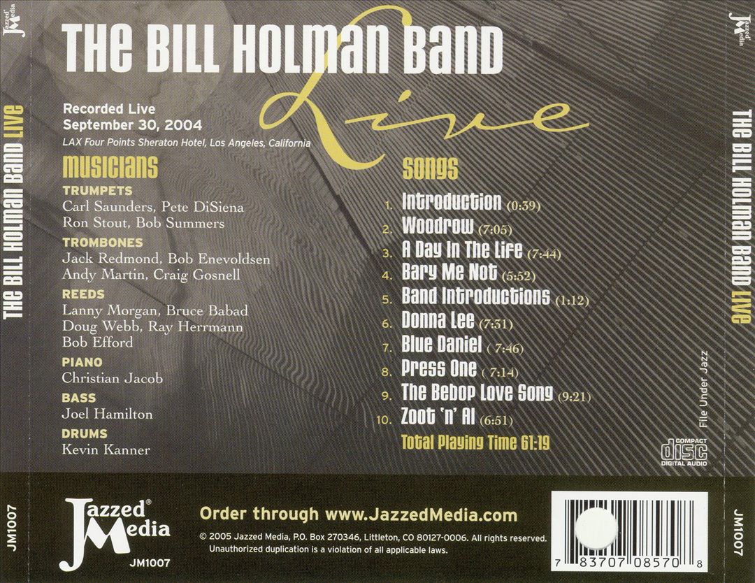 Bill Holman Band Live cover art