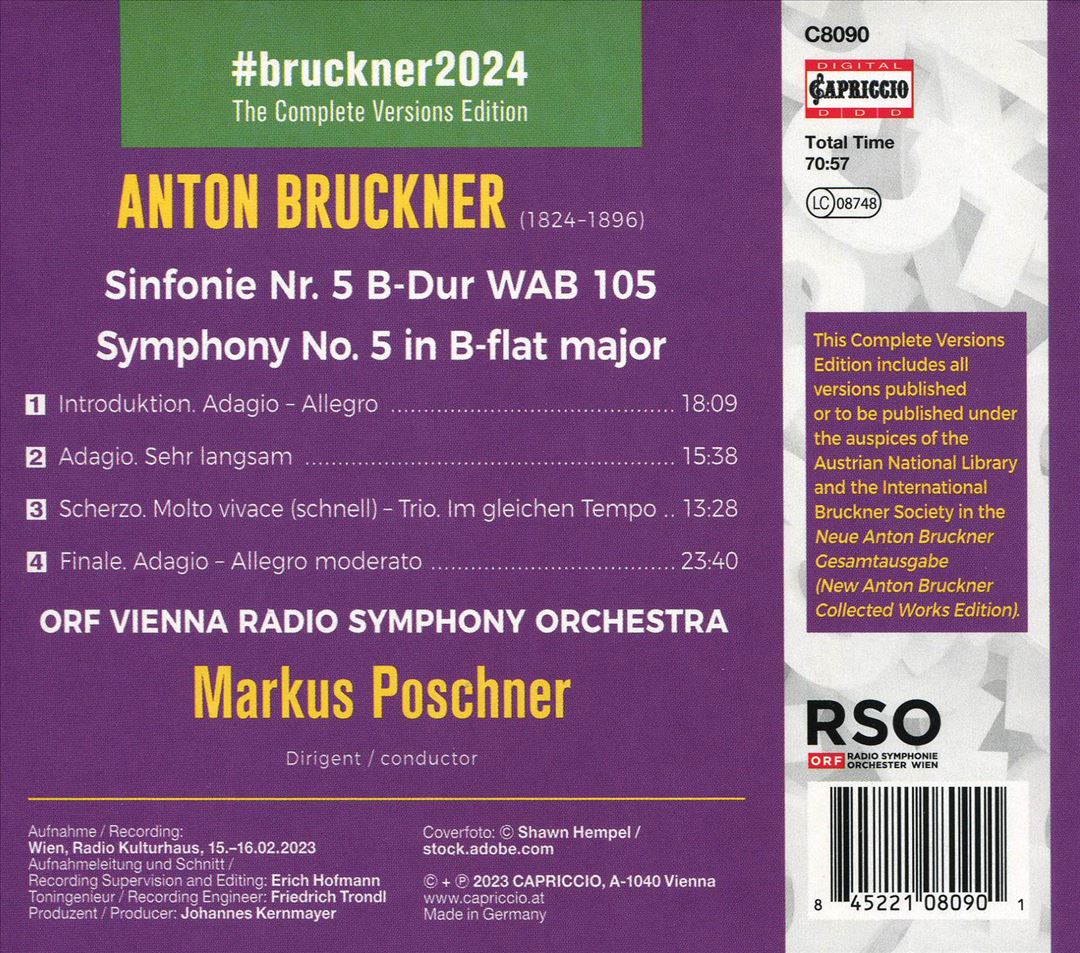 Bruckner: Symphony #5 cover art