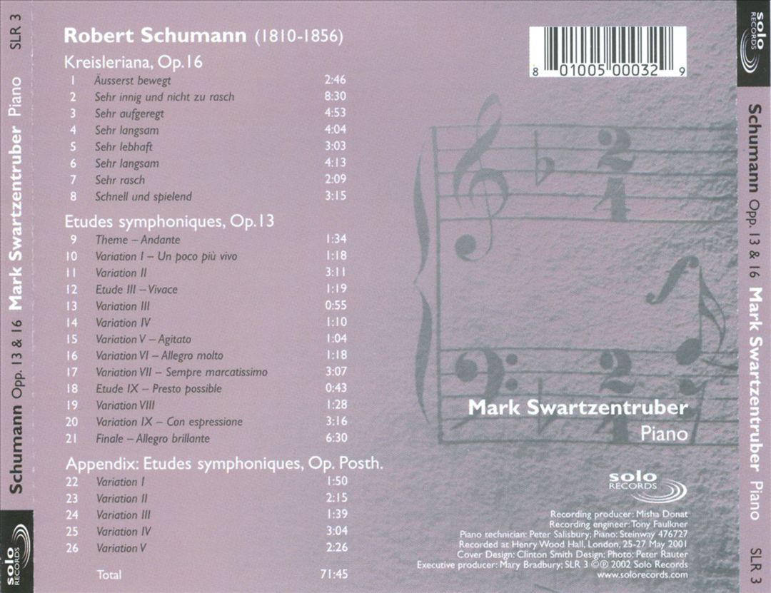 Schumann: Kreisleriana; Études Symphoniques cover art