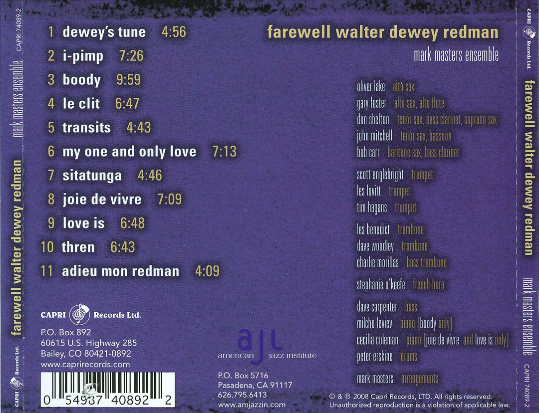 Farewell Walter Dewey Redman cover art