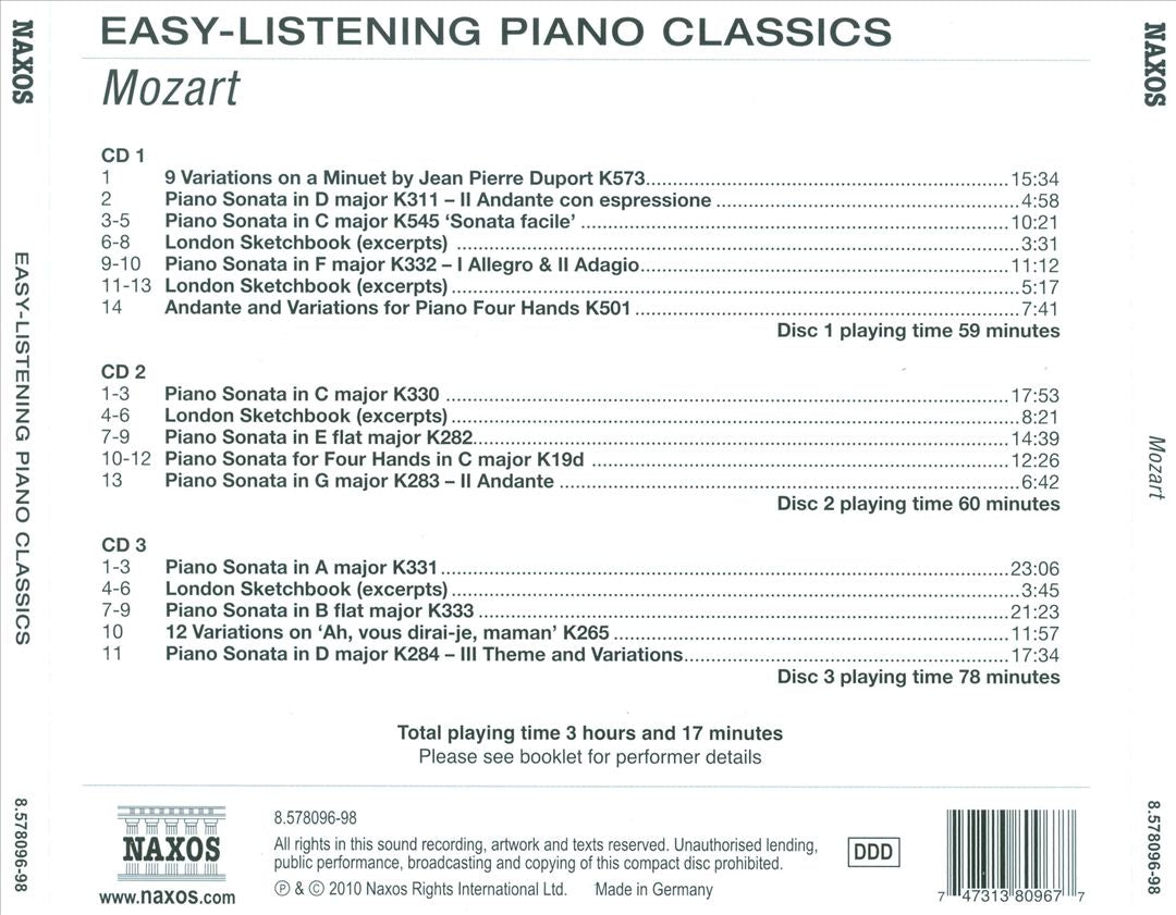 Easy-Listening Piano Classics: Mozart cover art
