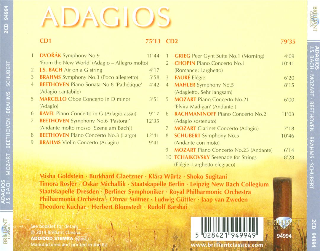 Adagios: The most relaxing classical music of J.S.Bach, Mozart, Beethoven, Brahms & Schubert cover art