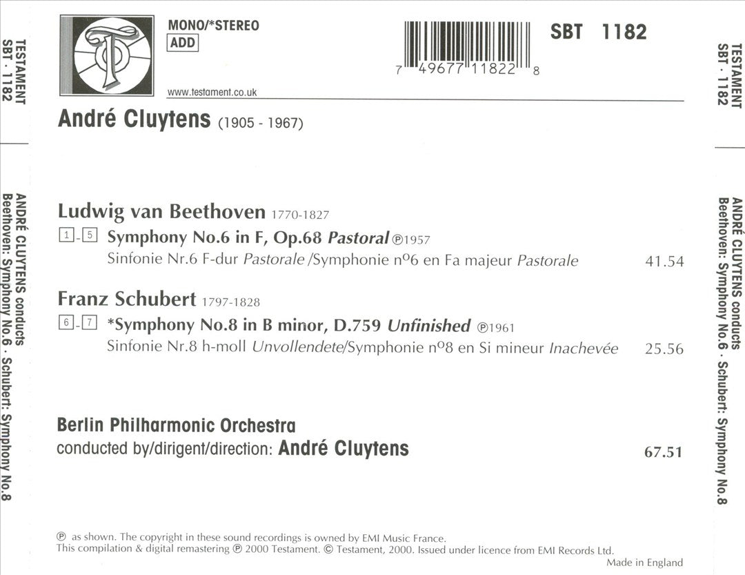 Beethoven: Symphony No. 6; Schubert: Symphony No. 8 cover art