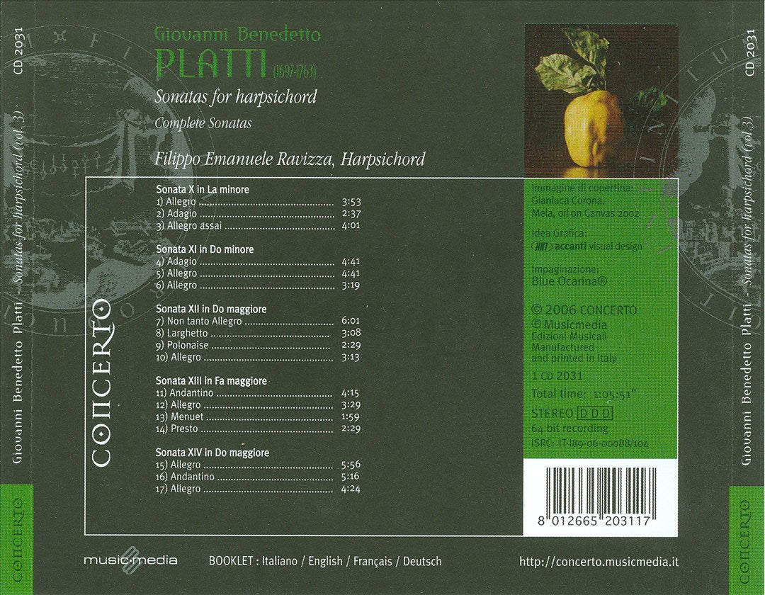 Giovanni Benedetto Platti: Sonatas for Harpsichord cover art