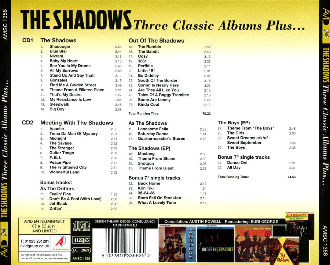 Three Classic Plus: The Shadows/Out of the Shadows/Meeting With the Shadows cover art