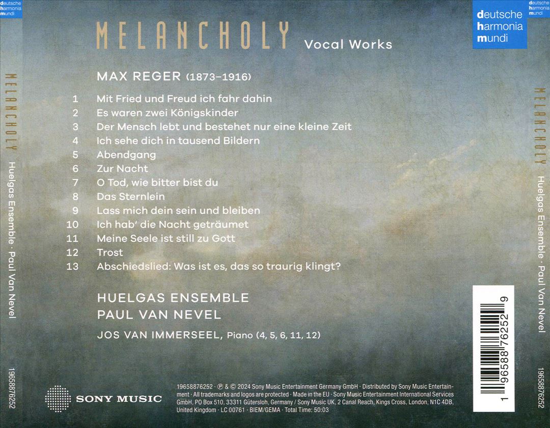 Max Reger: Melancholy - Vocal Works cover art