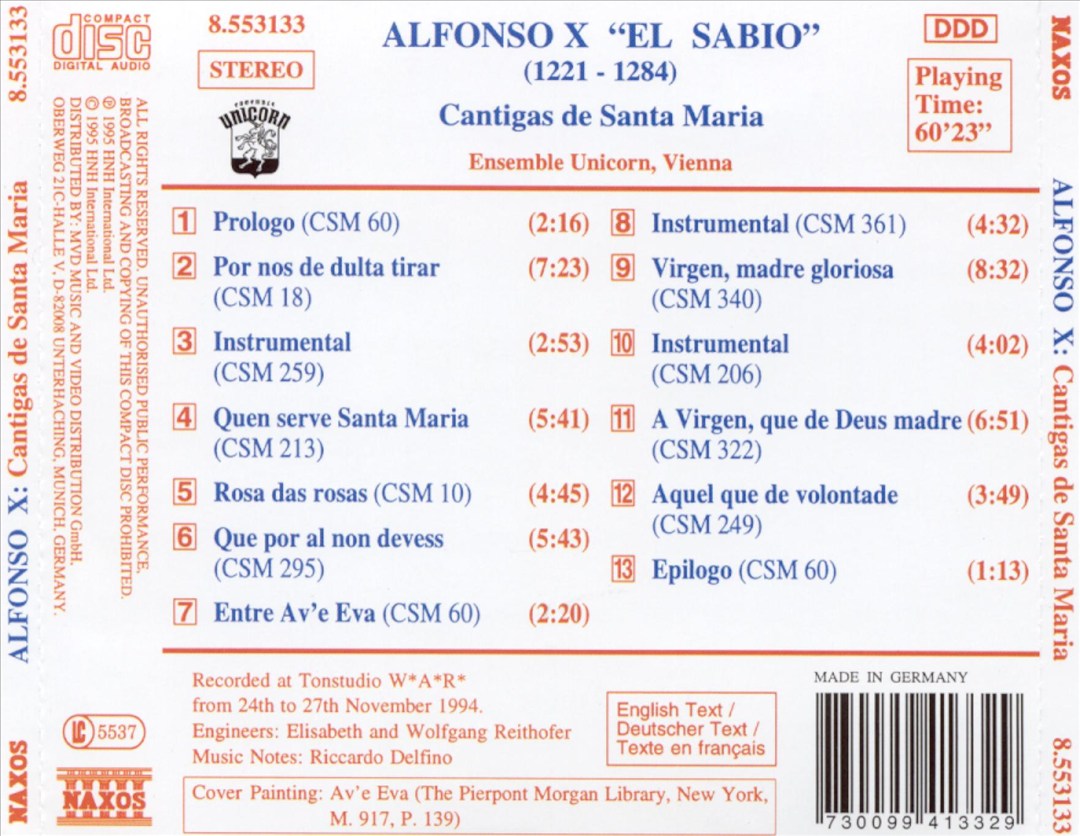 Alfonso X "El Sabio": Cantigas de Santa Maria cover art