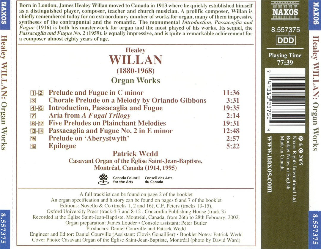 Healey Willan: Organ Works cover art