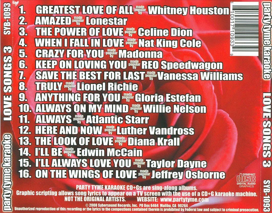 Party Tyme Karaoke: Love Songs, Vol. 3 cover art