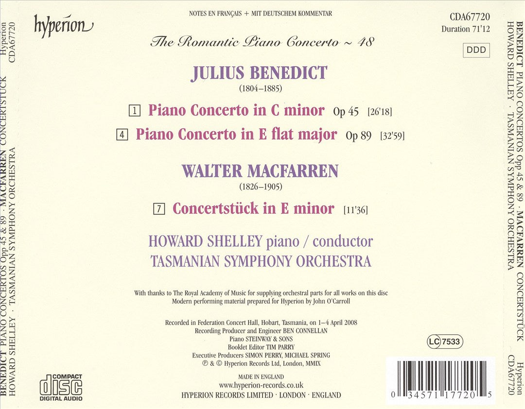 Romantic Piano Concerto, Vol. 48: Julius Benedict & Walter Macfarren cover art