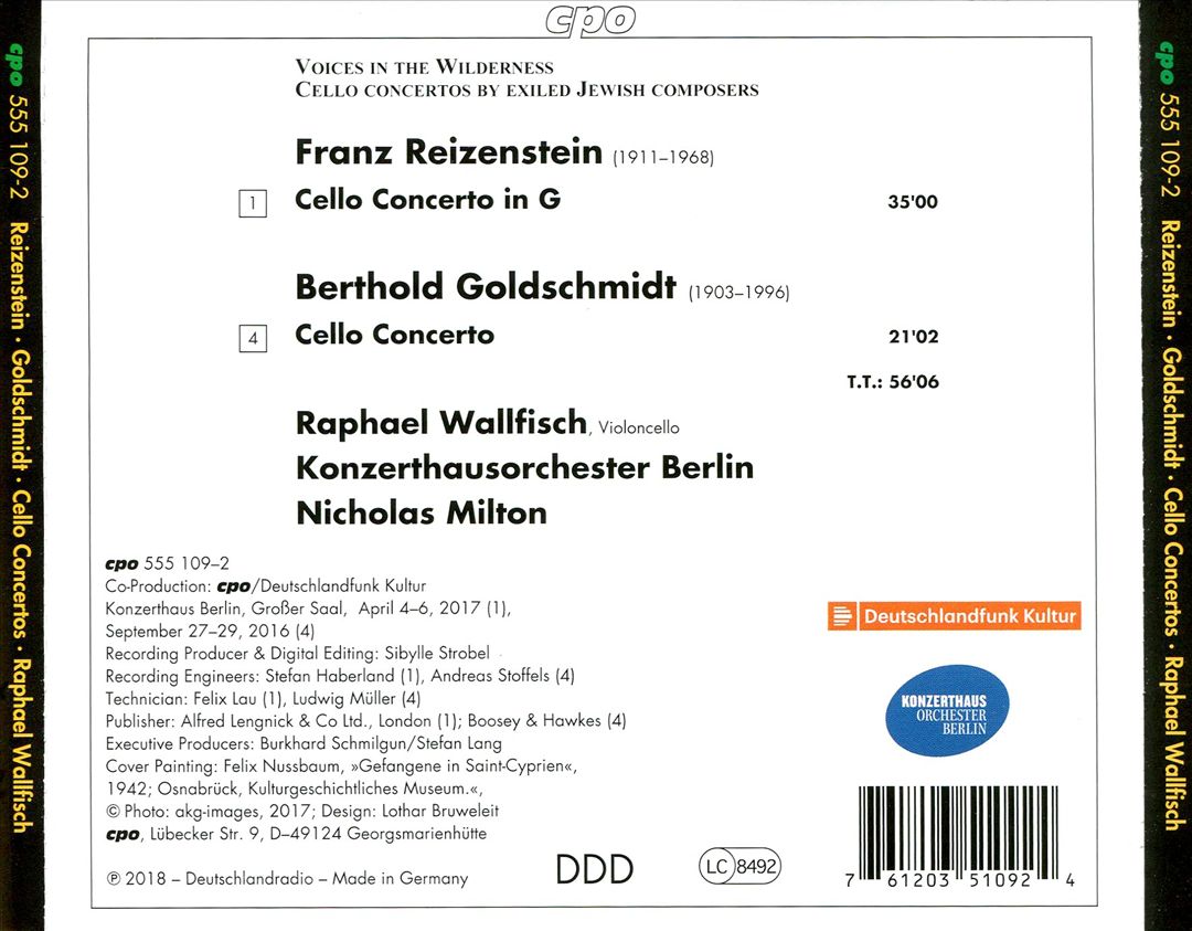 Berthold Goldschmidt, Franz Reizenstein: Cello Concertos cover art