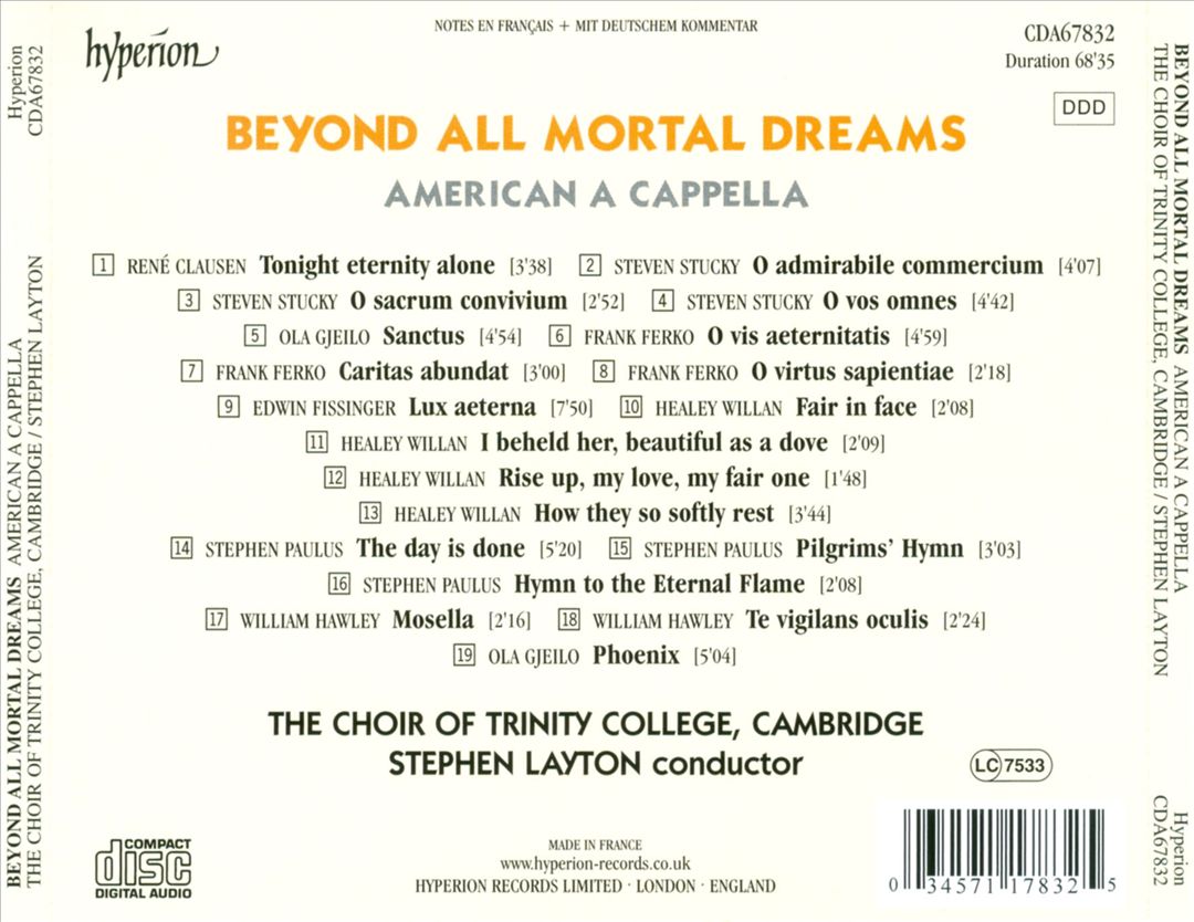 Beyond All Mortal Dreams: American A Cappella cover art