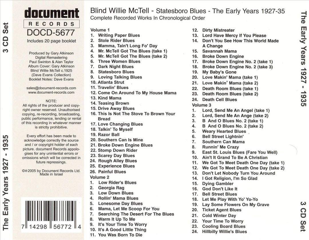 Statesboro Blues: The Early Years 1927-1935 cover art