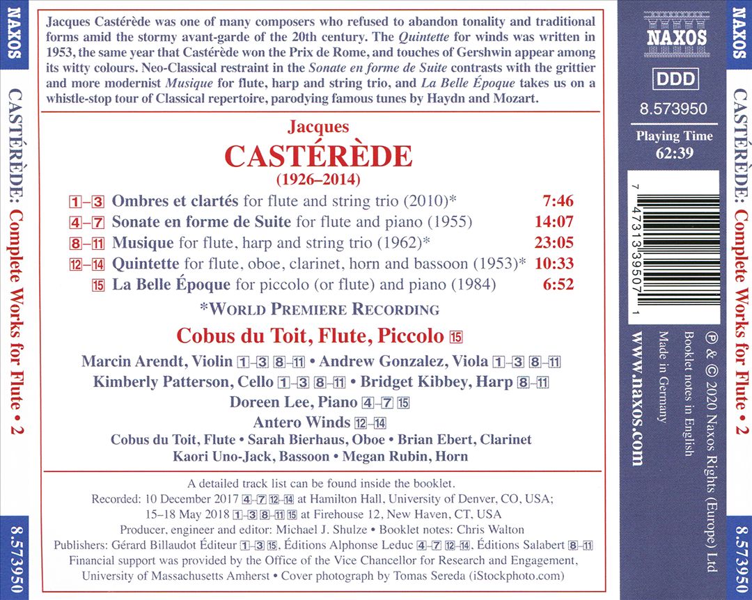 Jacques Casterède: Complete Works for Flute, Vol. 2 cover art