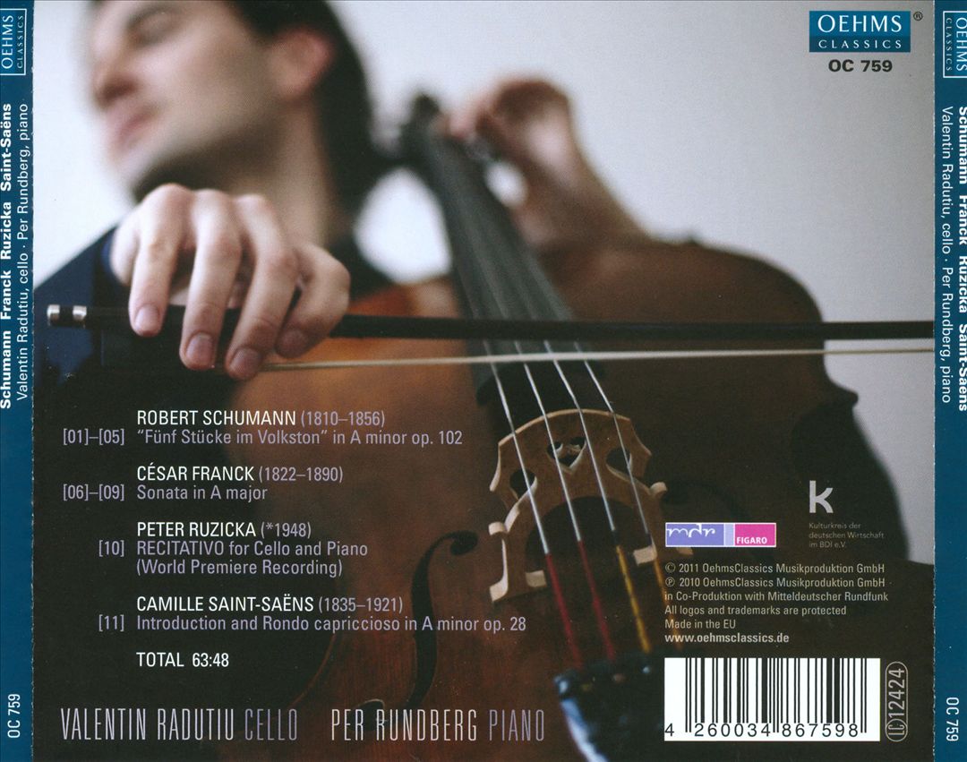 Schumann, Franck, Ruzicka, Saint-Saëns: Cello Works cover art
