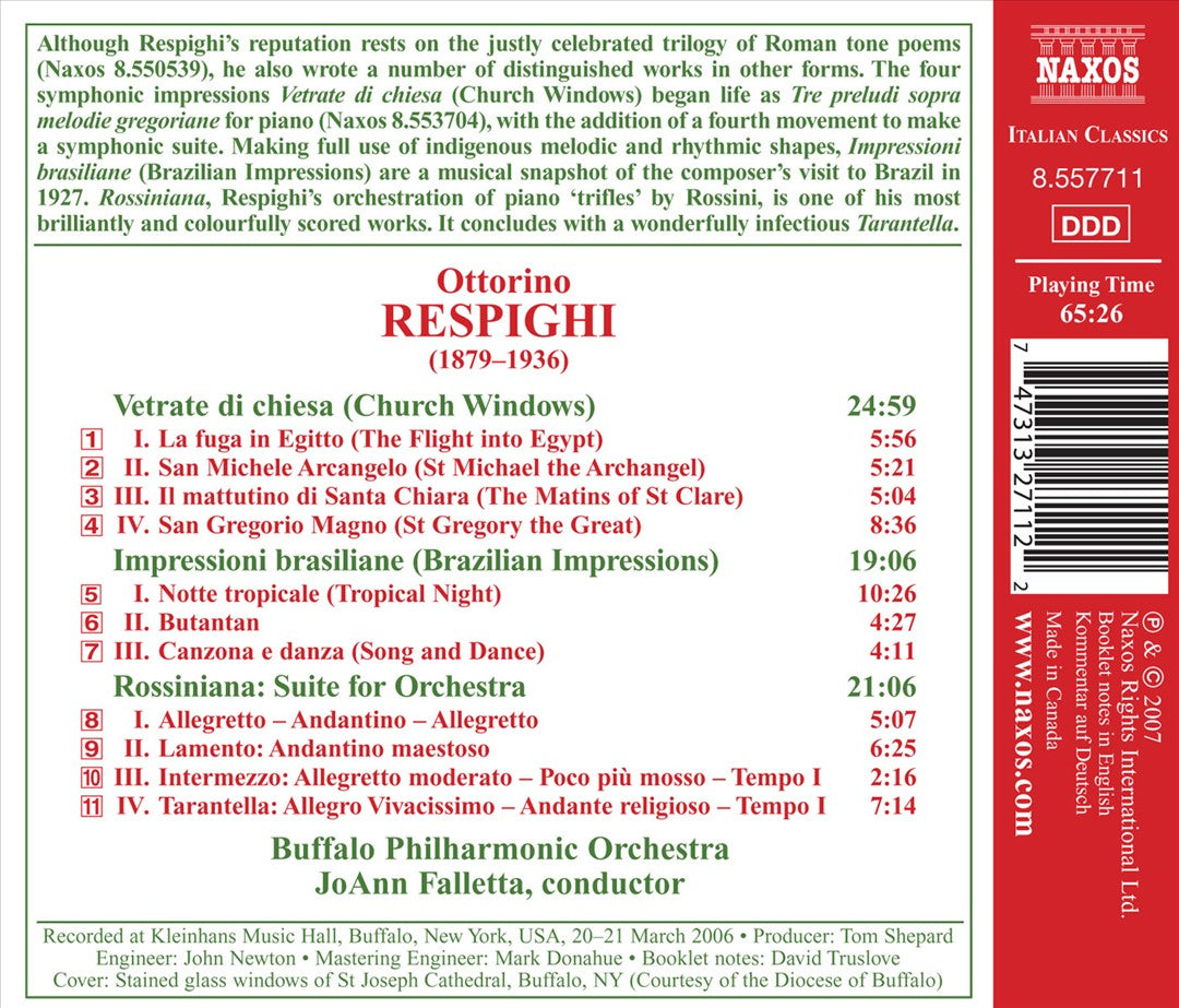 Respighi: Church Windows; Brazilian Impressions; Rossiniana cover art