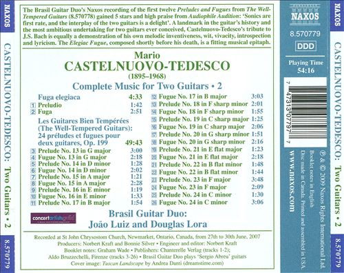 Castelnuovo-Tedesco: Music for 2 Guitars, Vol. 2 cover art