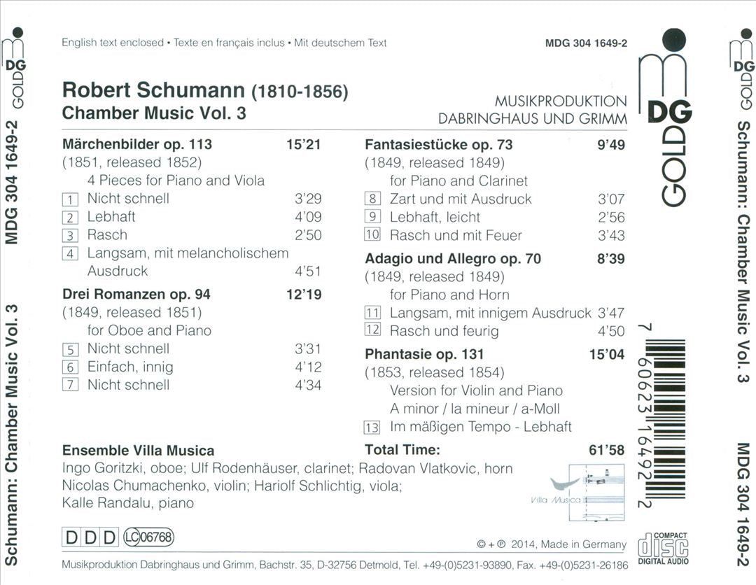 Schumann: Chamber Music, Vol. 3 cover art