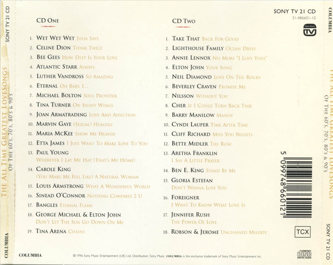 All Time Greatest Love Songs, Vol. 1 cover art