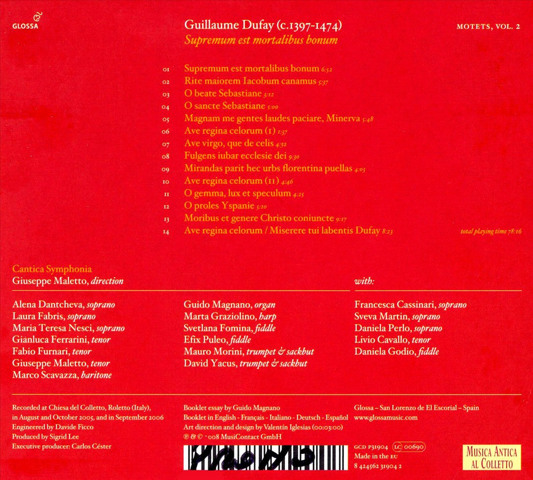 Guilaume Dufay: Supremum est mortalibus bonum cover art