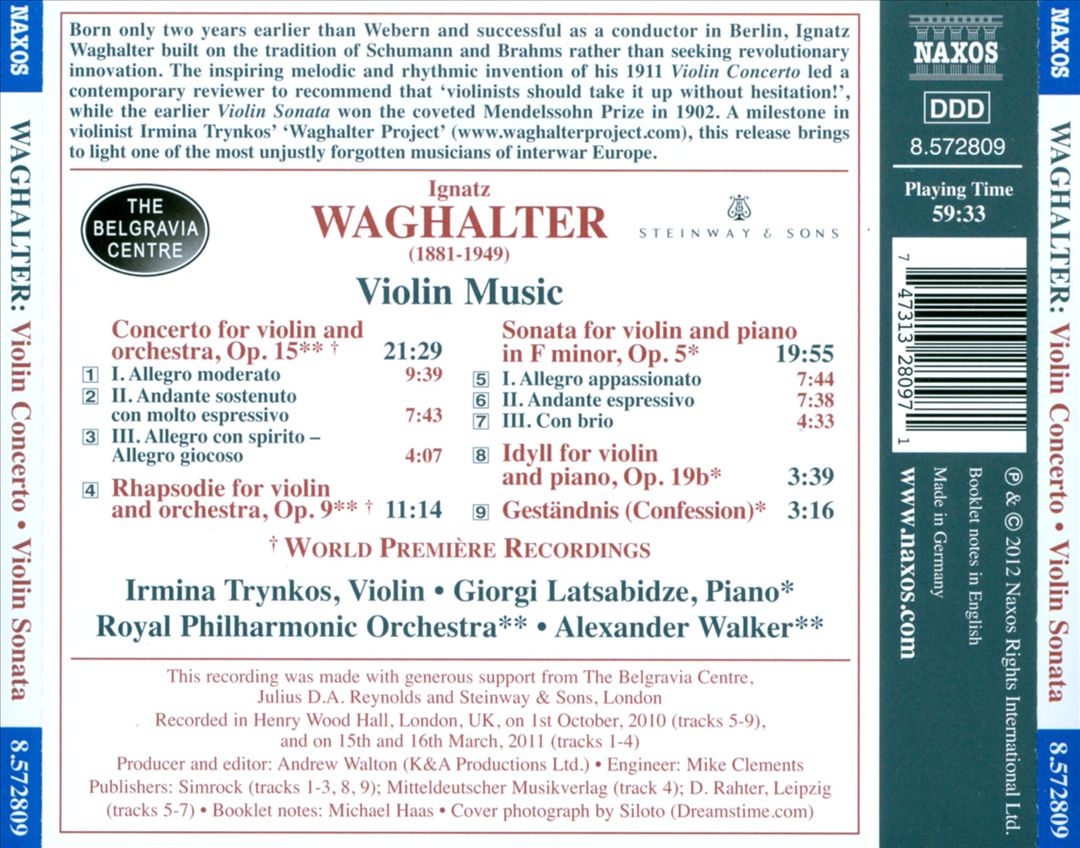 Ignatz Waghalter: Violin Concerto cover art