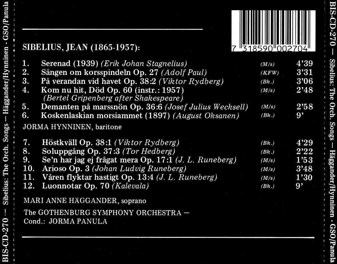 Sibelius: Orchestral Songs cover art
