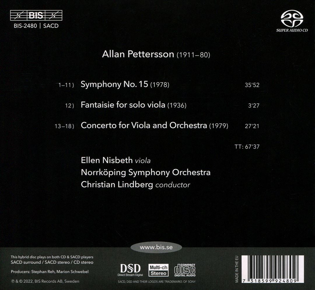 Allan Pettersson: Symphony No. 15; Viola Concerto cover art