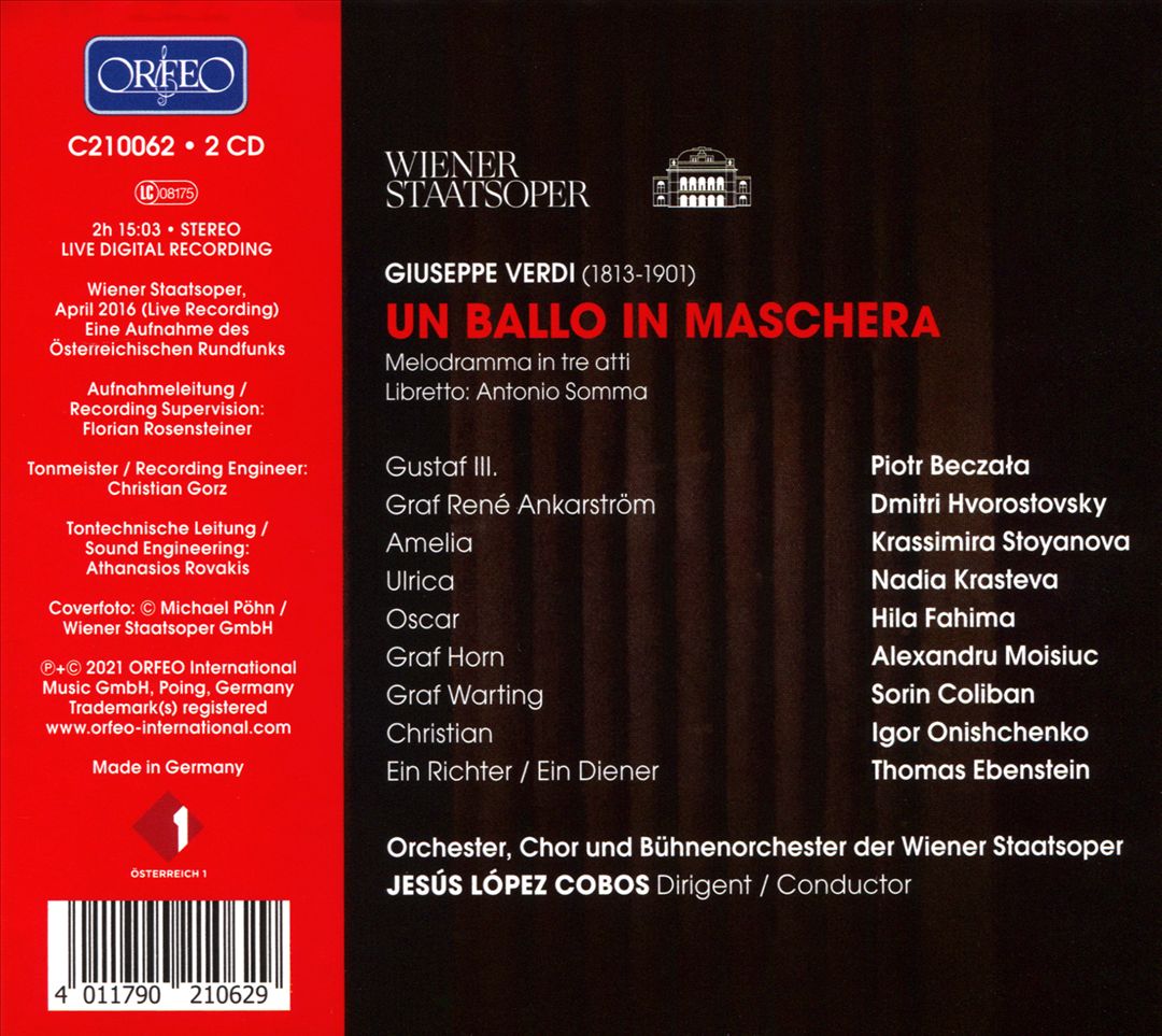 Giuseppe Verdi: Un Ballo in Maschera cover art