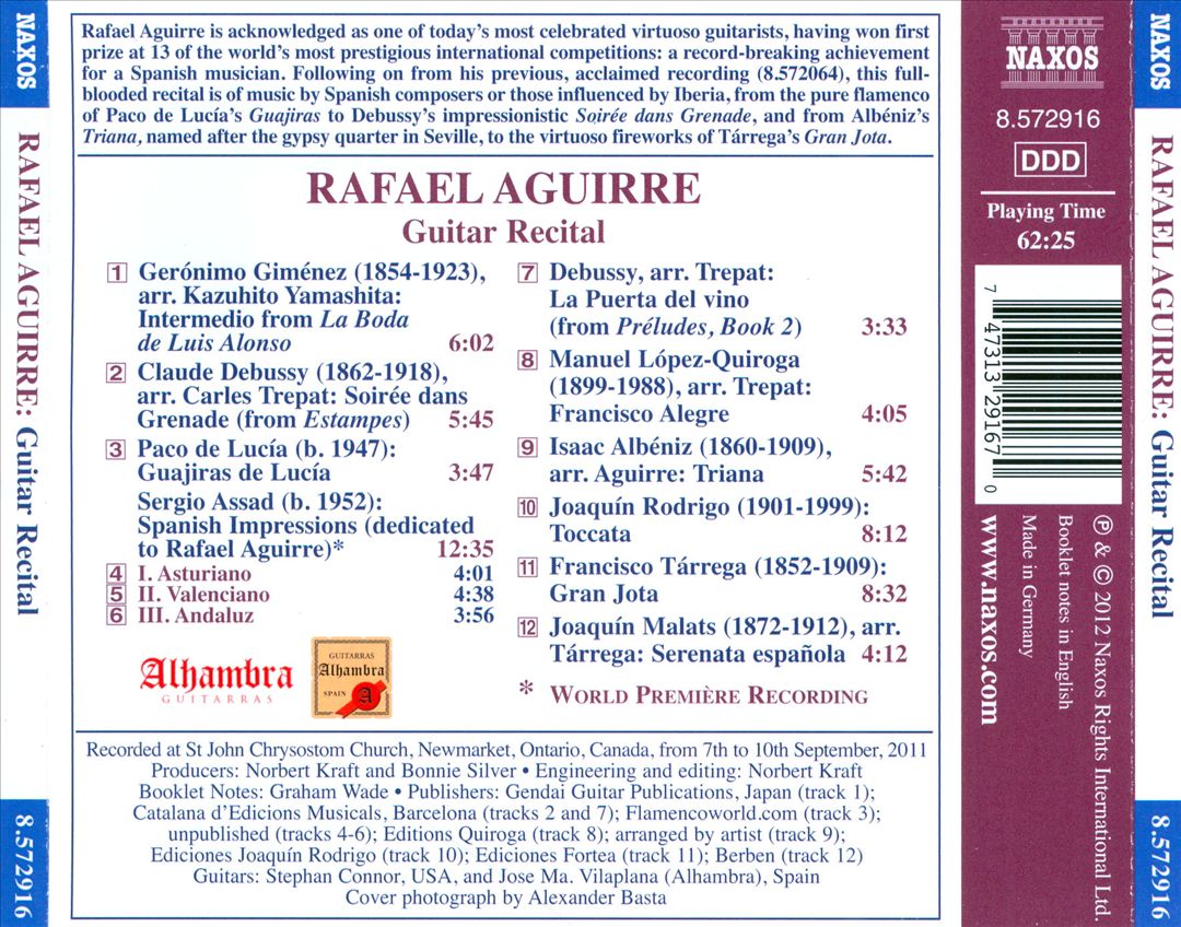 Rafael Aguirre: 2010 Winner "Alhambra" International Guitar Competition cover art