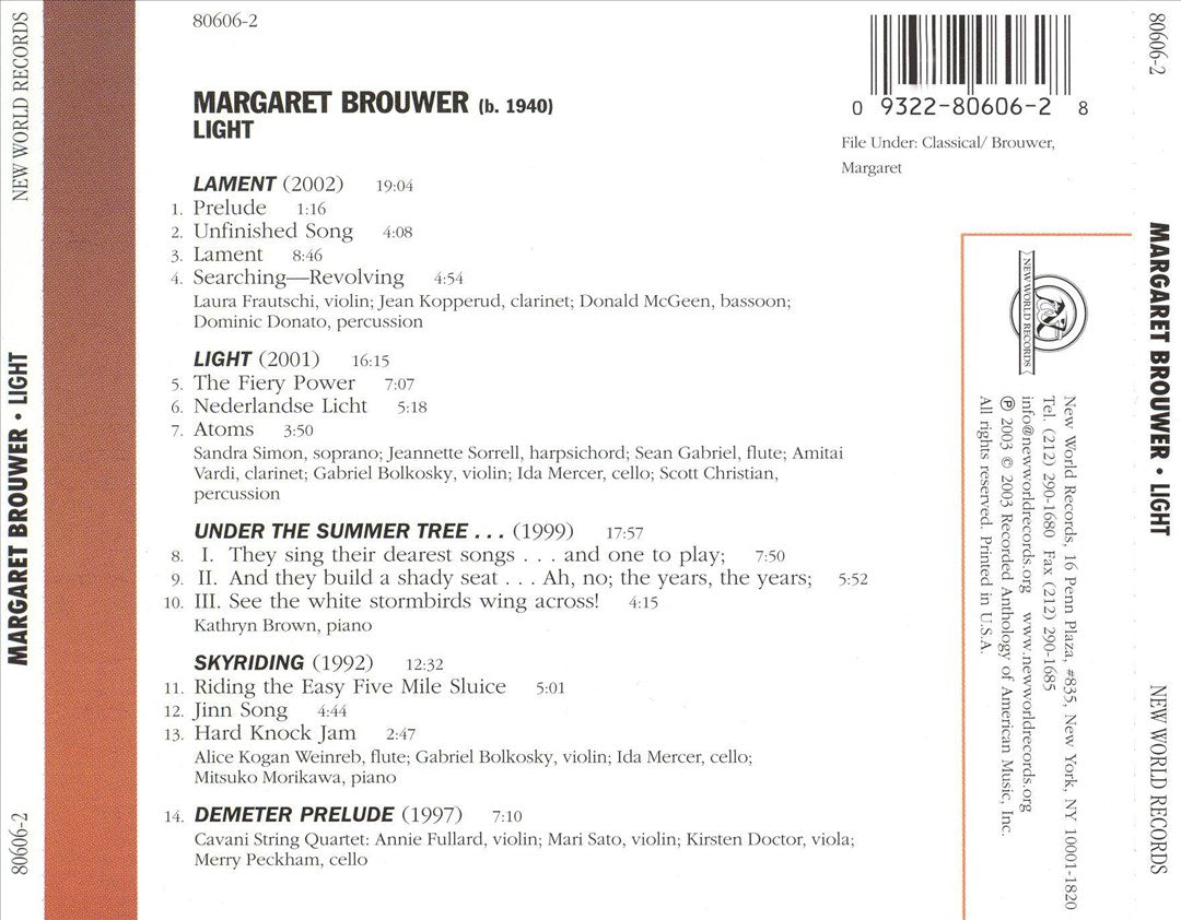 Margaret Brouwer: Light cover art